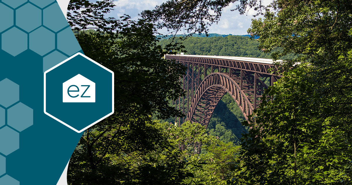 The New River Gorge Bridge seen from a scenic overlook in southern West Virginia