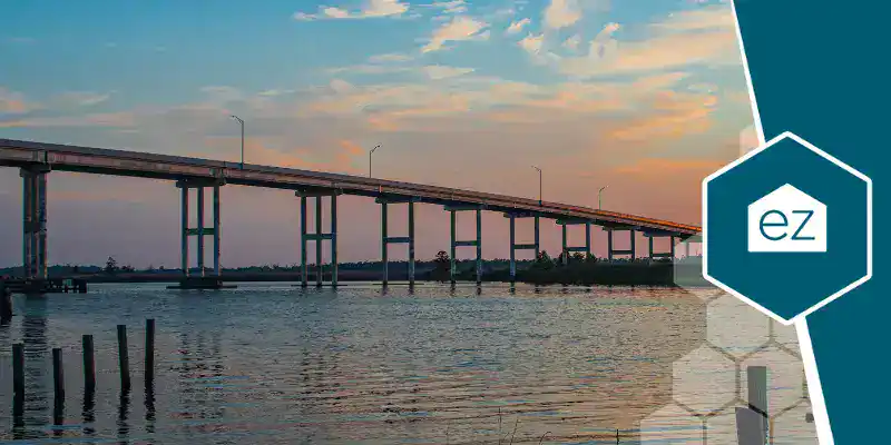 Long bridge in Pungo, Virginia Beach in early morning light
