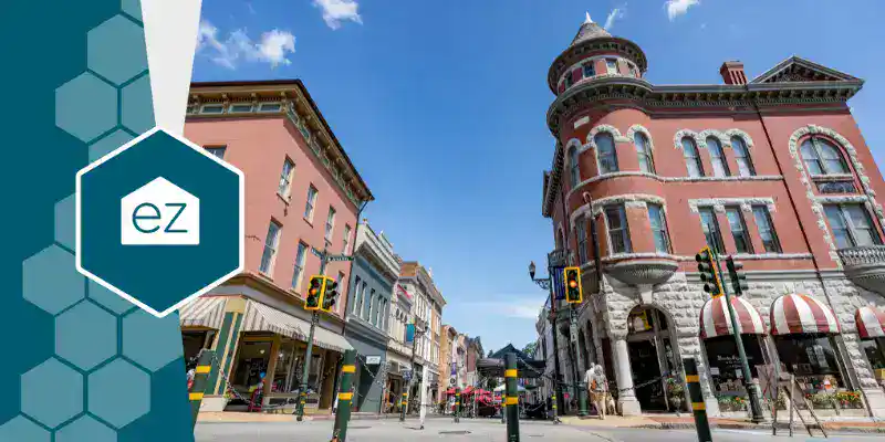 Streets and buildings in downtown Staunton, Virginia