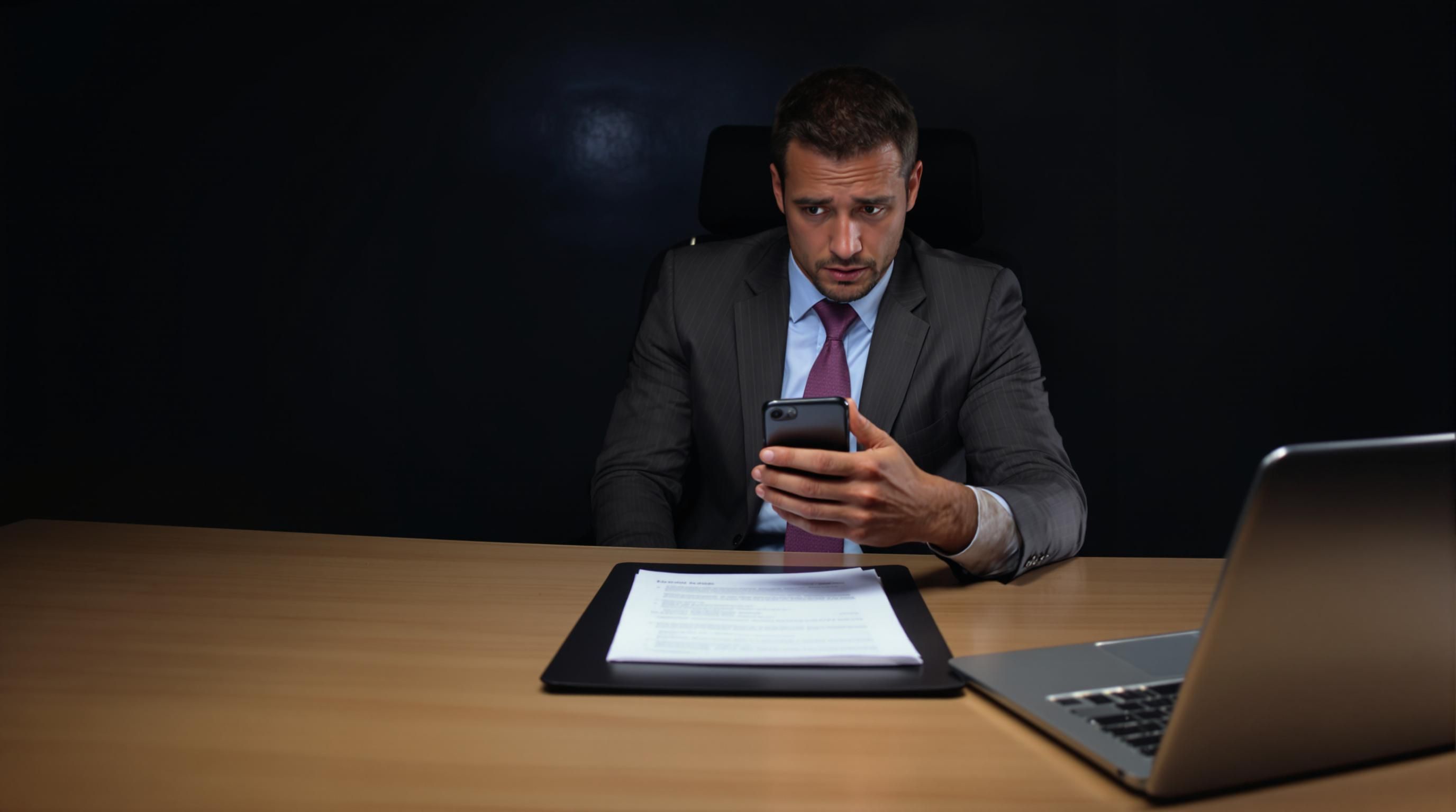 Worried agent with phone and legal paper