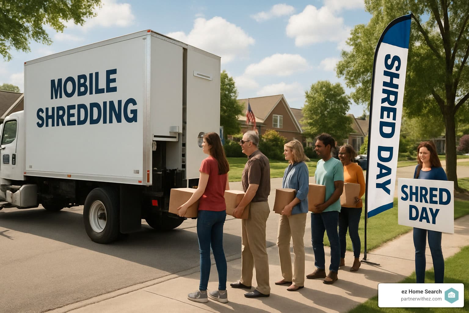 mobile shredding truck at community event - real estate client appreciation event ideas
