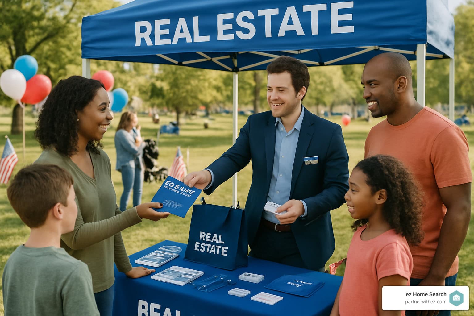 branded real estate marketing materials at community event - how to market yourself as a real estate agent branded real estate marketing materials at community event - how to market yourself as a real estate agent