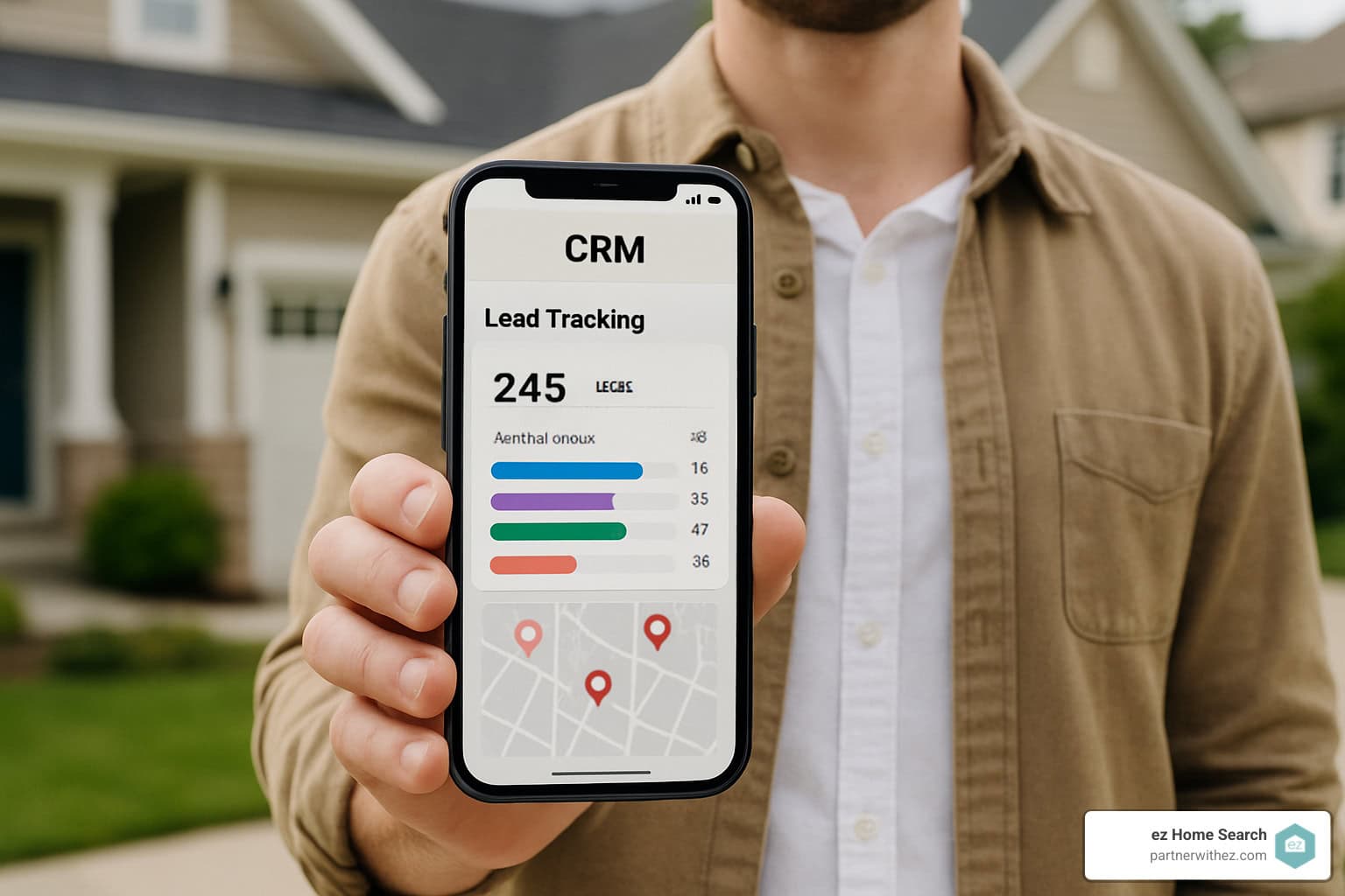 mobile CRM interface showing lead tracking - door knocking real estate