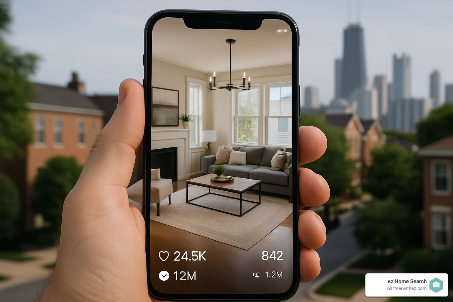 smartphone displaying real estate listing video with high engagement stats - how do real estate agents find clients smartphone displaying real estate listing video with high engagement stats - how do real estate agents find clients