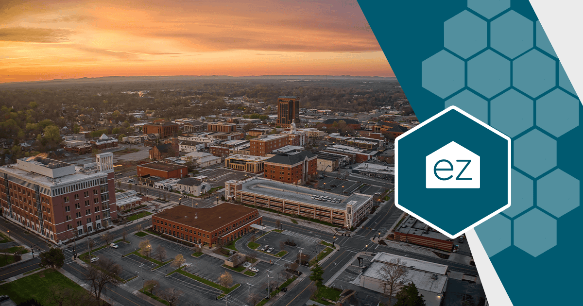 Aerial view of Murfreesboro, Tennessee at sunset