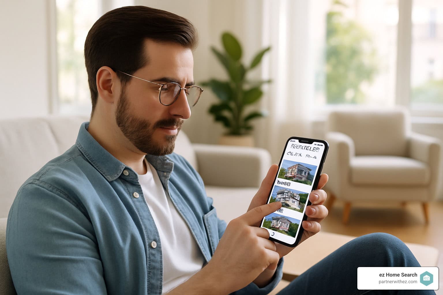 Modern homebuyer searching for real estate online on a mobile device - online lead generation real estate - online lead generation real estate