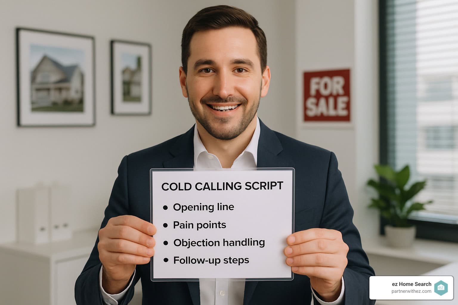 sample script card with key talking points - cold calling real estate leads