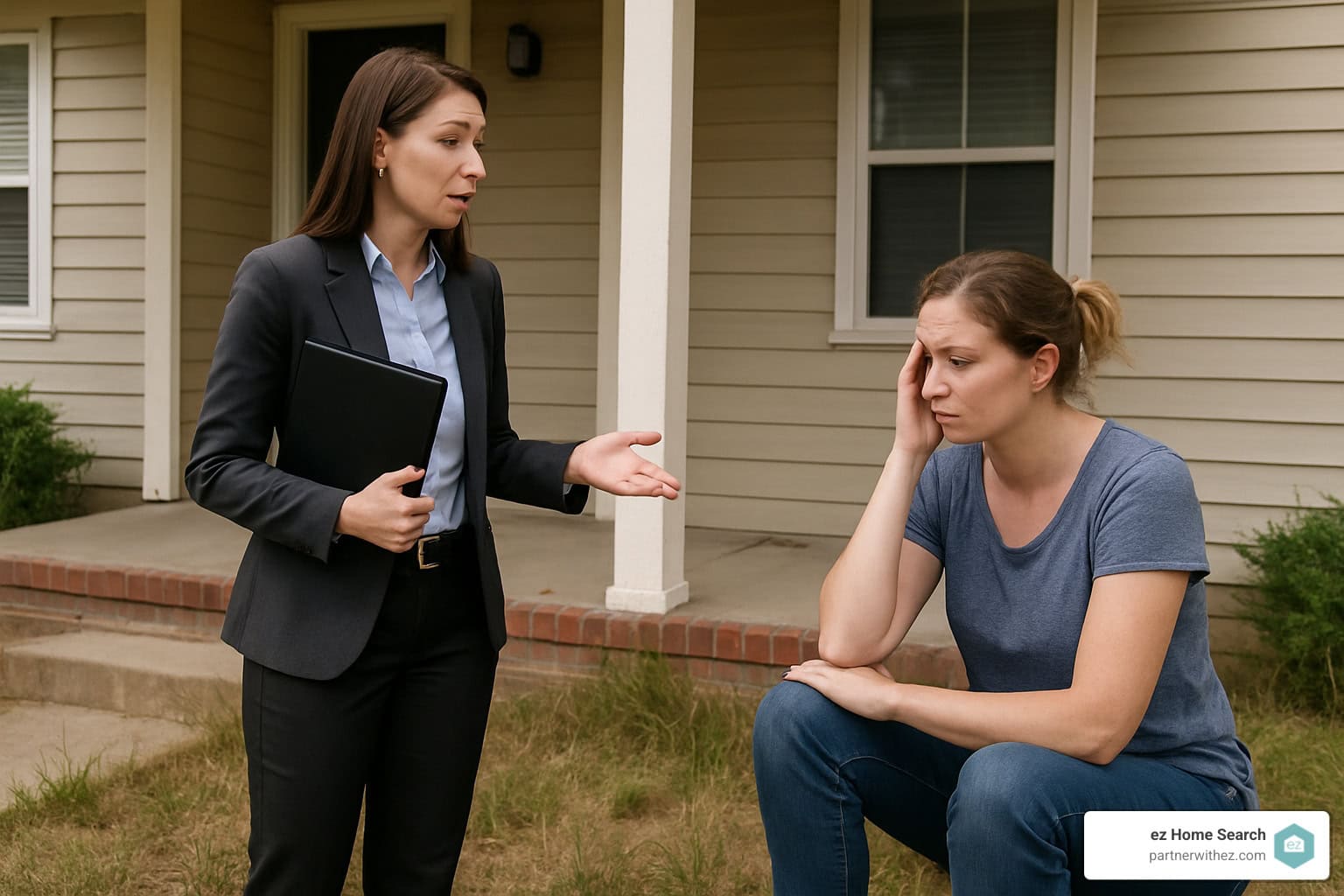 real estate professional meeting with homeowner - distressed property sellers real estate professional meeting with homeowner - distressed property sellers