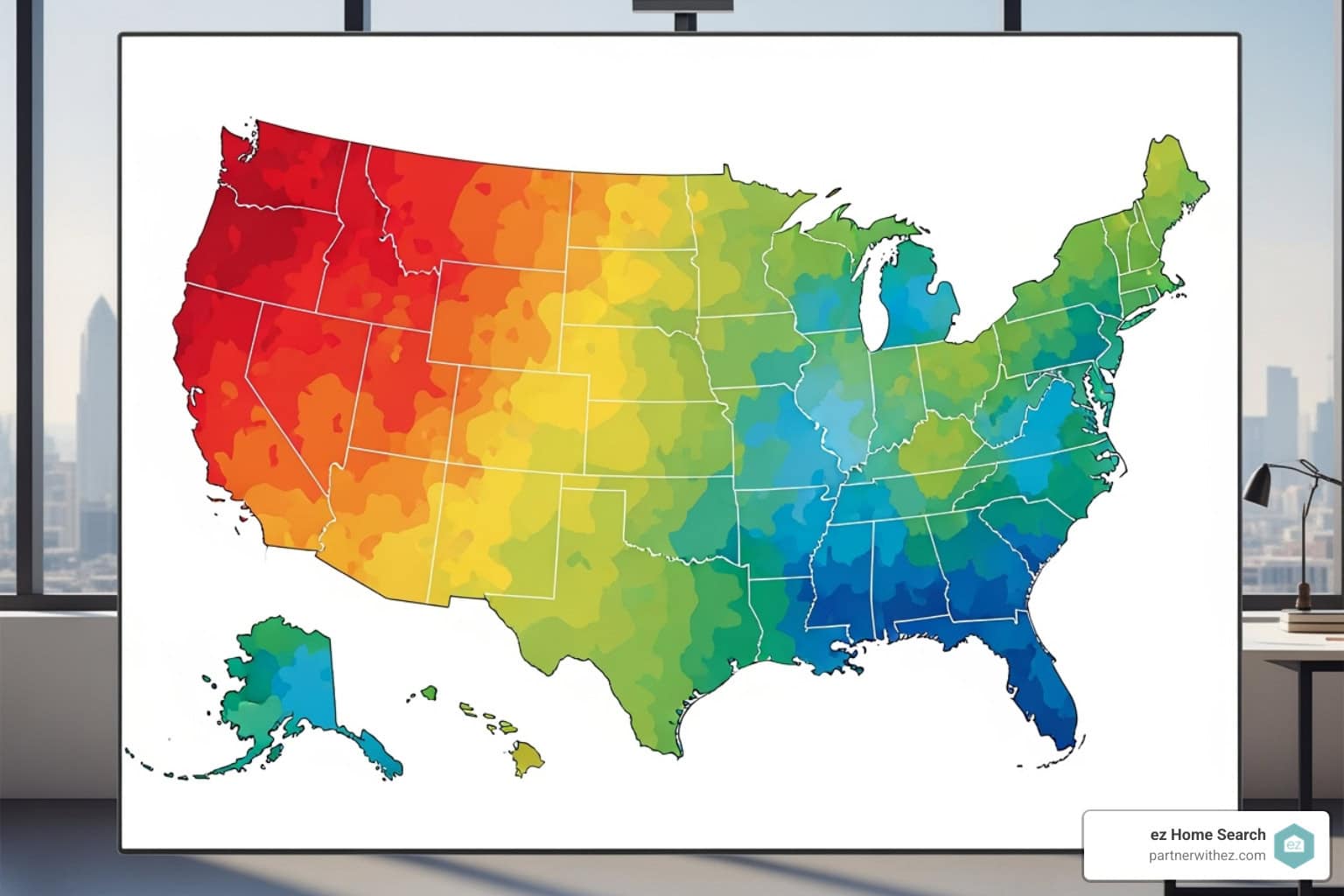 map of the United States highlighting different market trends in various regions - real estate industry changes