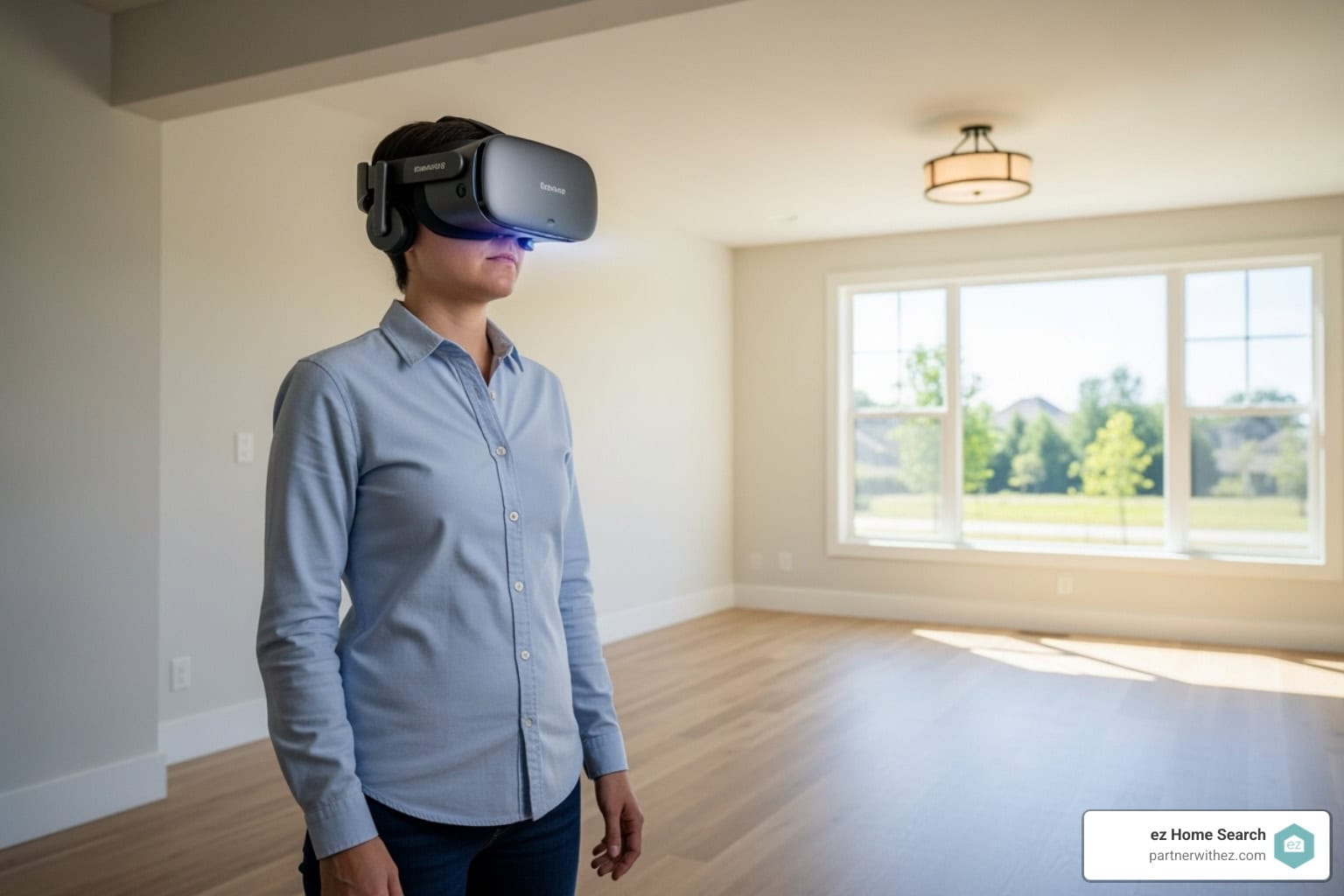 person using a VR headset to take a virtual tour of a property's interior - real estate technology disruption