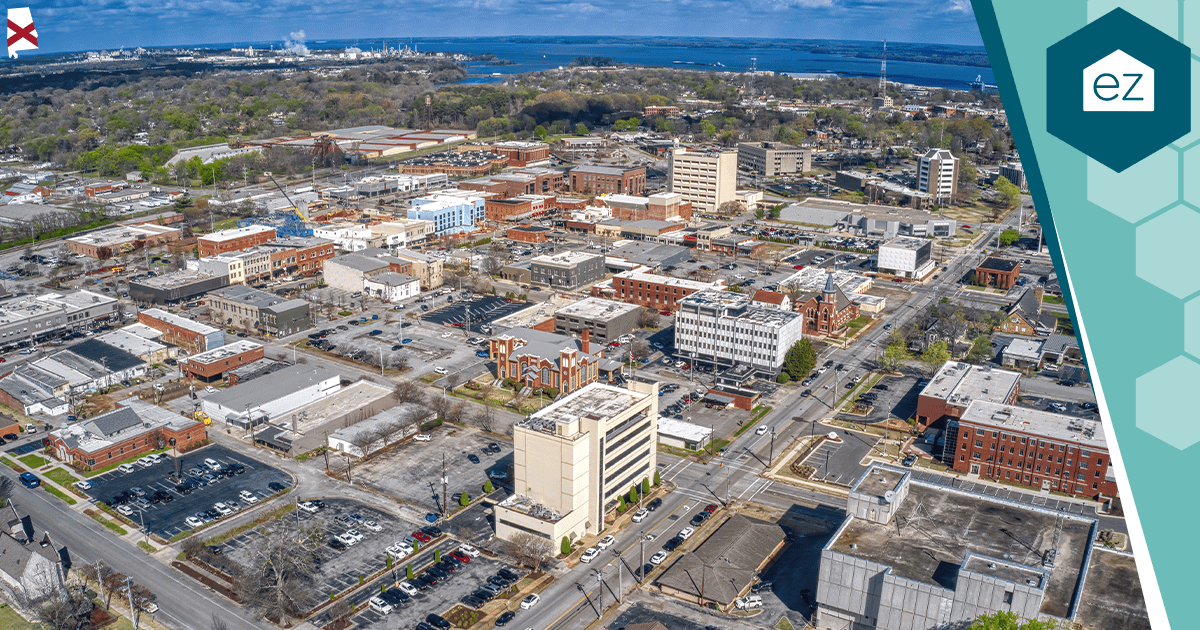 Aerial view of an Alabama city