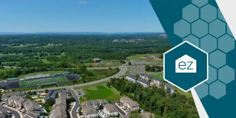 Aerial view of residential real estate in Ashburn, Virginia, a fast-growing Loudoun County community