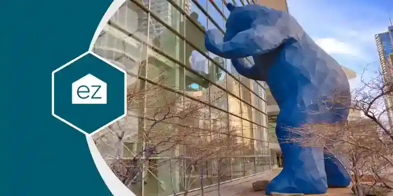 The Big Blue Bear sculpture in downtown Denver