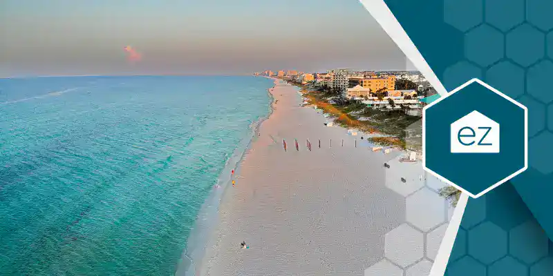 Aerial drone view of the Destin, Florida coastline