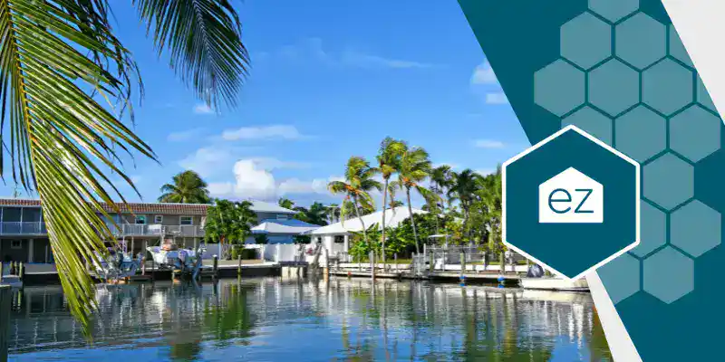 Yachts moored near beach houses in the Florida Keys
