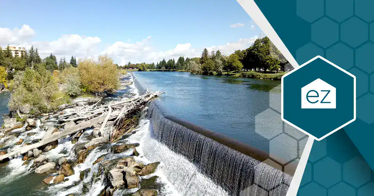 The Idaho Falls on the Snake River in Idaho Falls, Idaho, anchor of the high-wage Eastern Idaho market