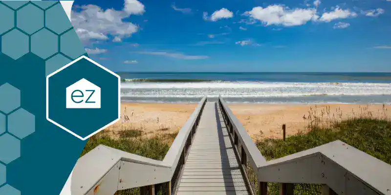 Wooden boardwalk entrance to Jacksonville Beach, Florida