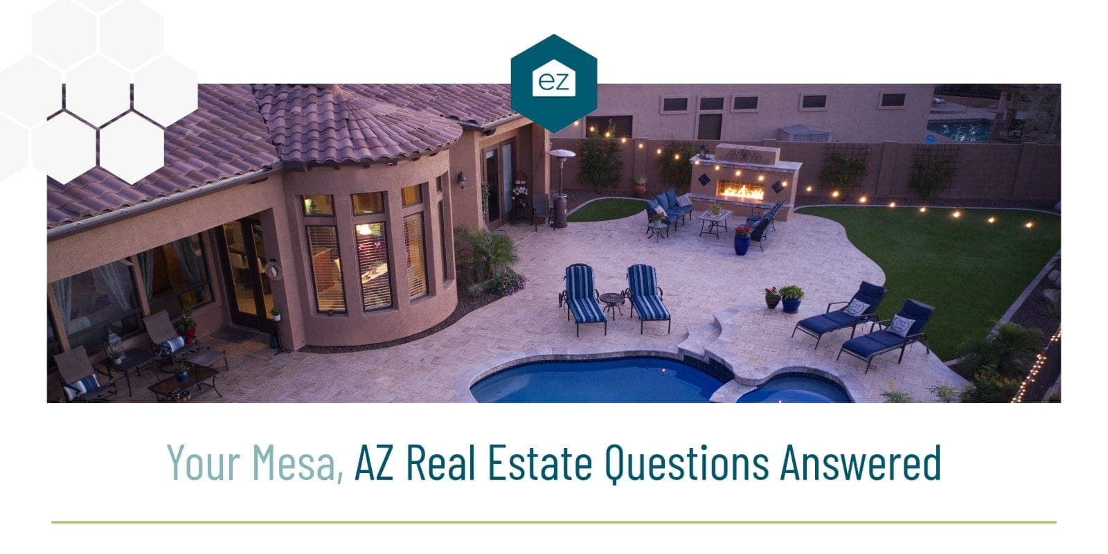 Aerial view of a Mesa, Arizona home with a pool