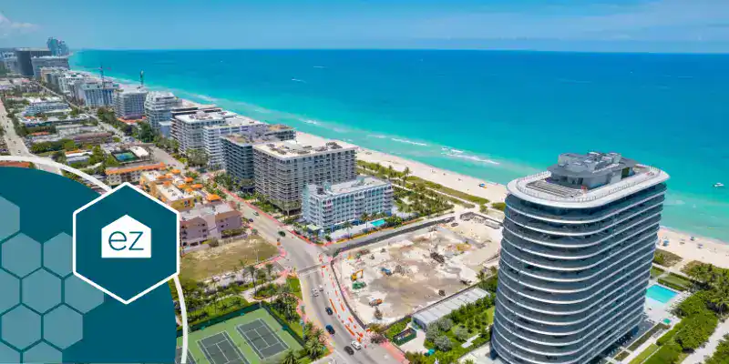 Beachfront condominium towers in Surfside, Miami Beach, Florida