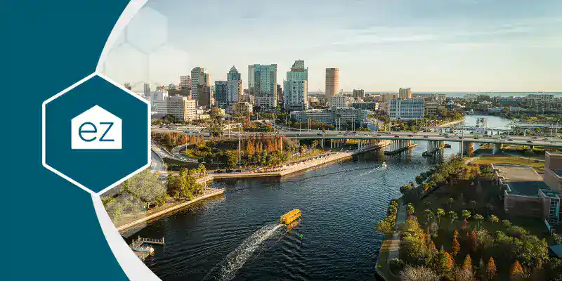 Aerial view of the river and skyline of Tampa Bay, Florida