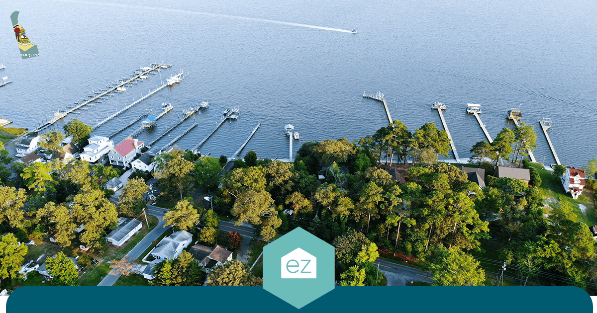 Aerial view of waterfront homes near Millsboro in Sussex County, Delaware
