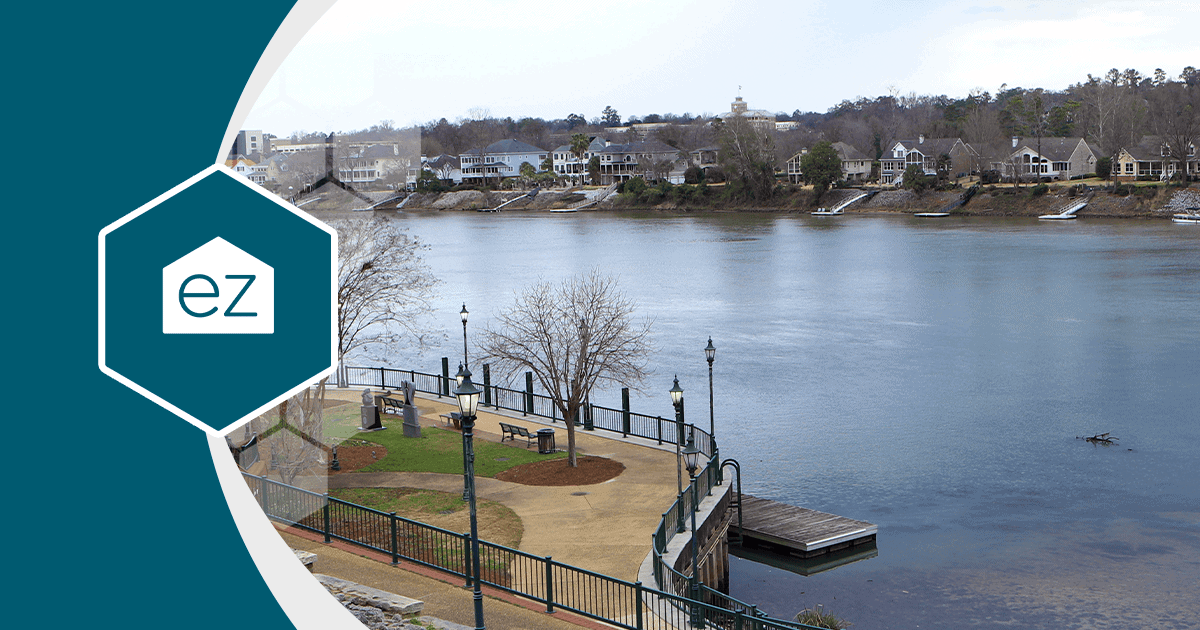 Riverwalk park along the Savannah River in Augusta, Georgia