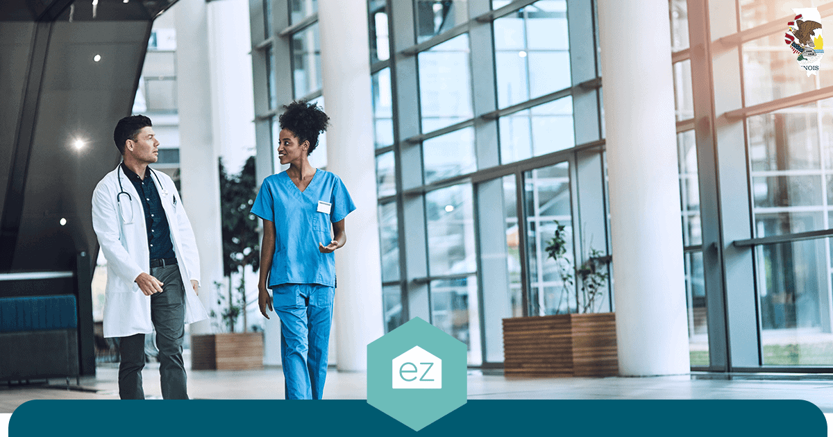 Healthcare workers in an Illinois hospital, one of the state's largest employment sectors