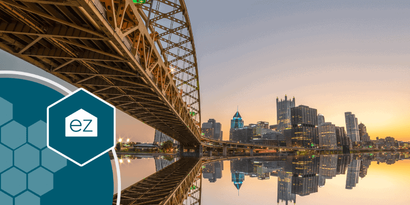 A bridge spanning a river in Pittsburgh
