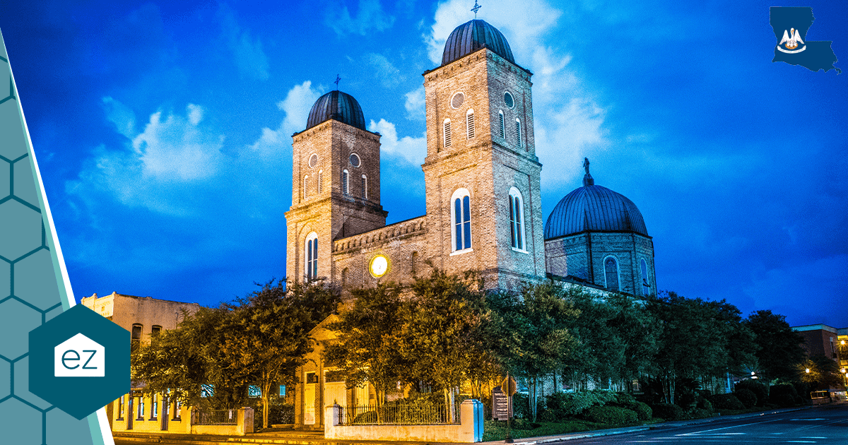 St. John Cathedral in Lafayette, Louisiana at night