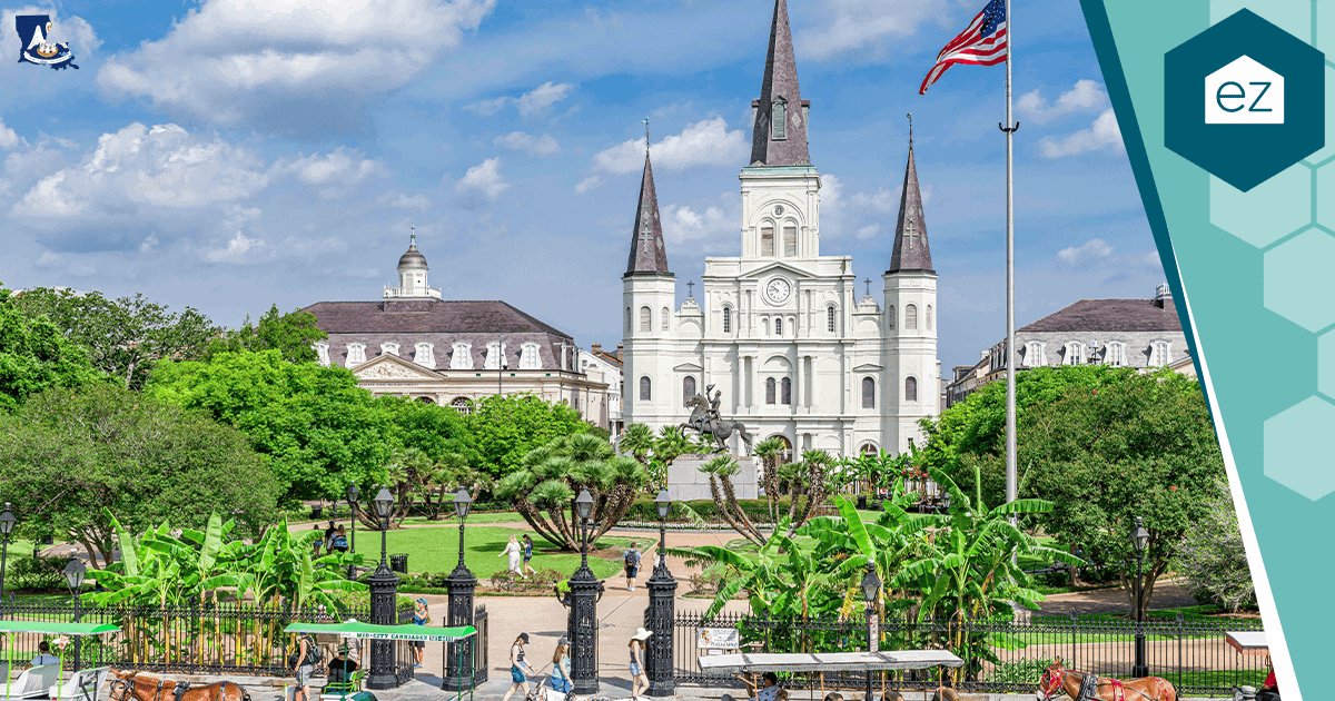 St. Louis Cathedral behind Jackson Square in New Orleans