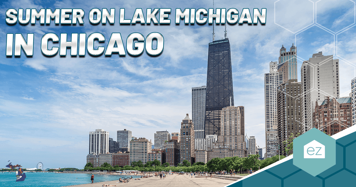Chicago lakefront on Lake Michigan in summer