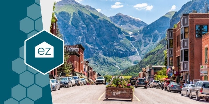 Telluride, Colorado framed by the San Juan Mountains