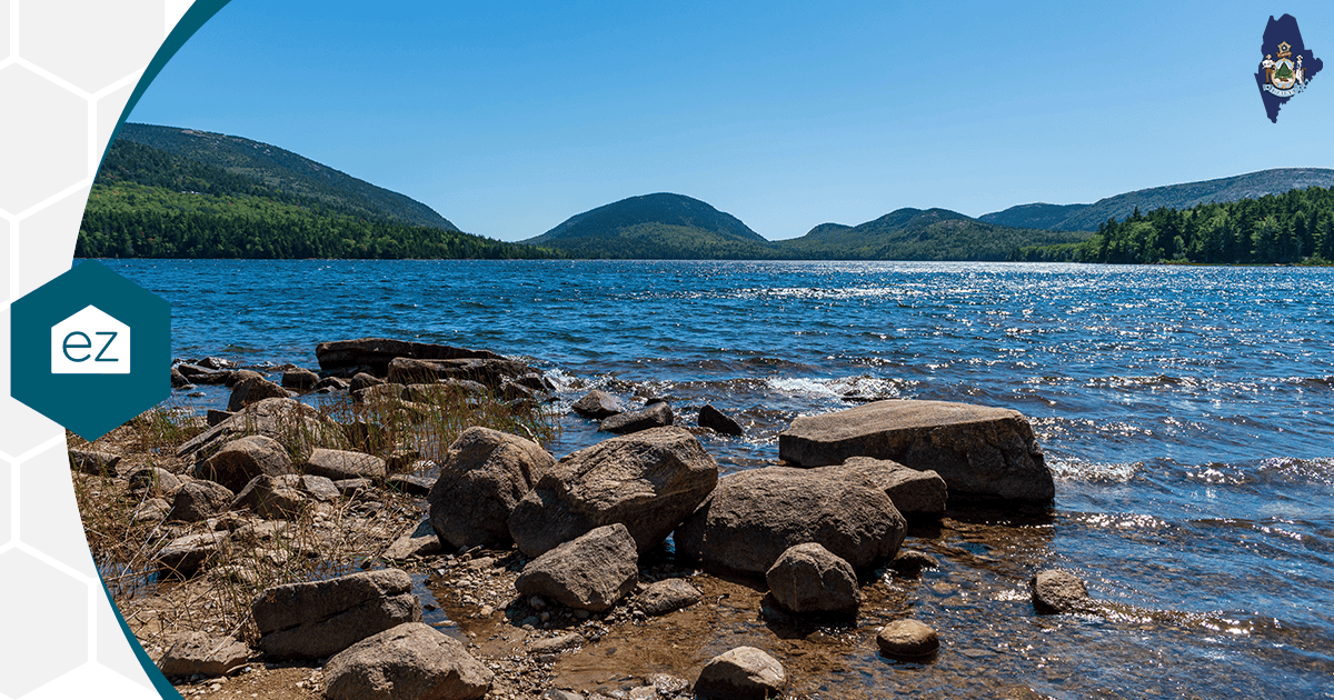 Eagle Lake in Acadia National Park, Maine, ringed by forested mountains