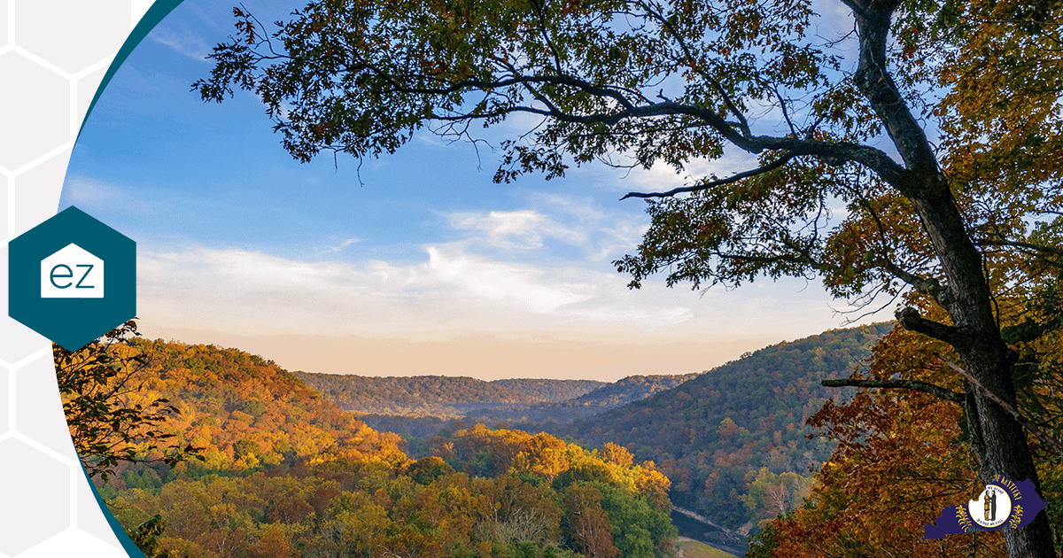 Autumn forest and river at Mammoth Cave National Park, Kentucky