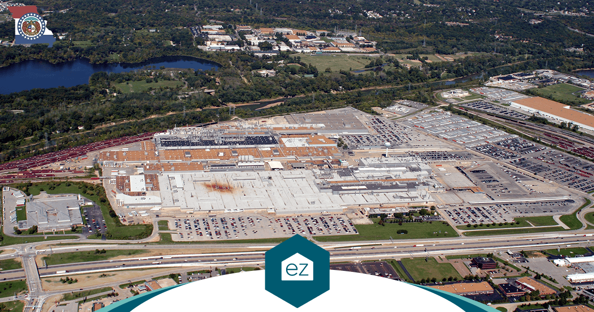 Aerial view of an automotive manufacturing plant near Kansas City, Missouri