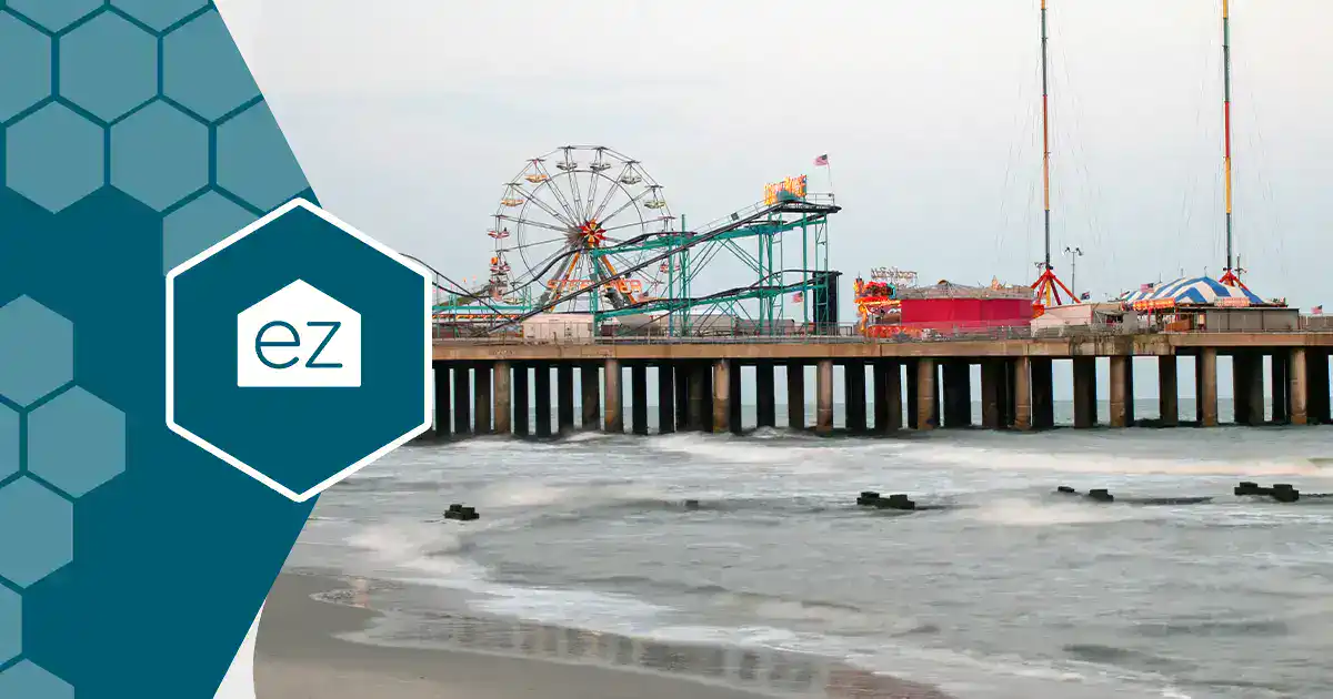 The Steel Pier amusement park over the ocean in Atlantic City, New Jersey