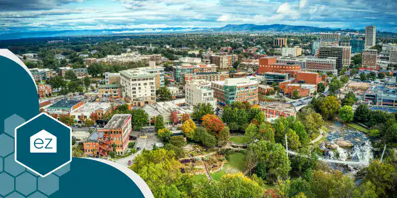 Panoramic skyline view of Greenville, South Carolina, the Upstate market that led the state in closed-sales volume