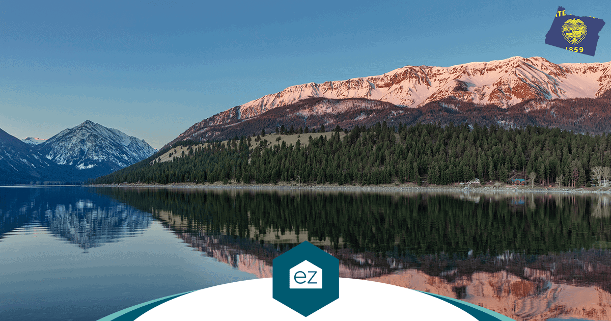 Wallowa Lake below snow-capped peaks near Joseph in northeastern Oregon