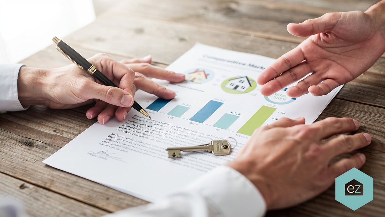 Homeowner reviewing market data before signing agreement