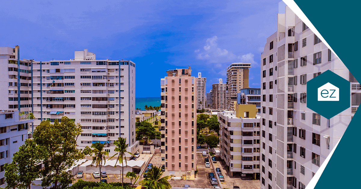 High-rise condominium buildings beside the water in Puerto Rico