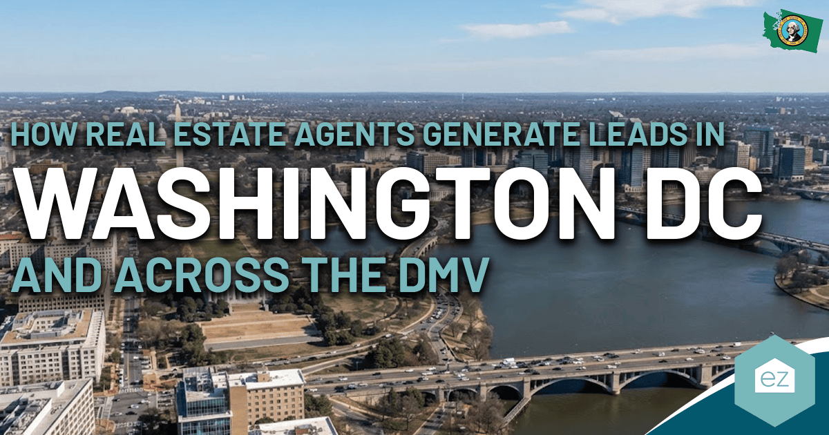 Aerial view of Washington DC with bold text overlay: “How Real Estate Agents Generate Real Estate Leads in Washington DC and Across the DMV.”.